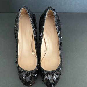Zara Black Sequin Stiletto Shoes Size 39